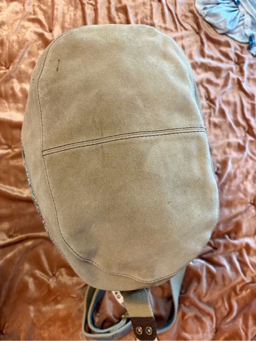 Lucky Brand Pink and Green XL Canvas Leather Shoulder Bag with Tan Suede Trim - Picture 3 of 16